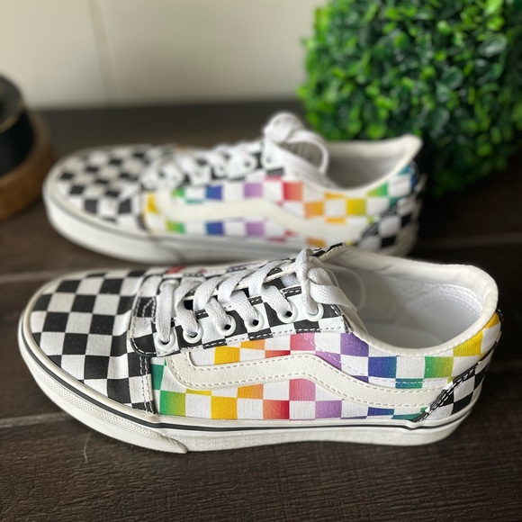Vans Old Skool Rainbow Black White Checkerboard Checkered Shoes Size 6 - Picture 13 of 14